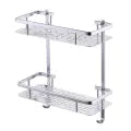 2 Layer Aluminium Bathroom Basket Shelf - Silver