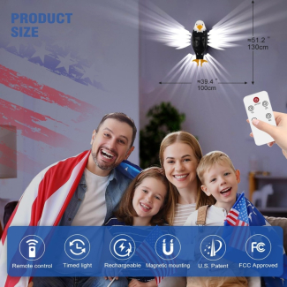 Eagle Shadow Projection Wall Lamp – Wireless Rechargeable LED Night Light – Creative Ambient Silhouette Mood Lighting for Living Room, Bedside, and Home Office Decor