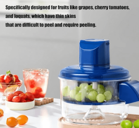 Automatic Electric Fruit Peeler Machine One-Touch Grape, Plum, Tomato & Garlic Peeling Device with Storage Bowl