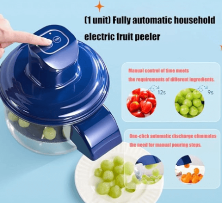 Automatic Electric Fruit Peeler Machine One-Touch Grape, Plum, Tomato & Garlic Peeling Device with Storage Bowl