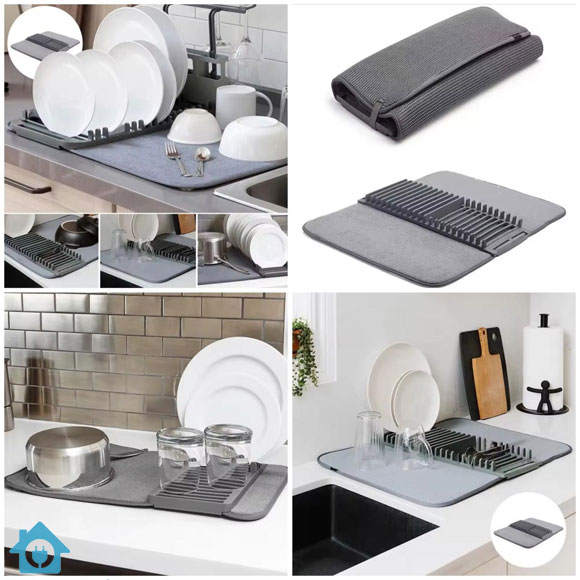 Multifunctional Kitchen Drain Pad Rack for Plates and Cutlery Drying