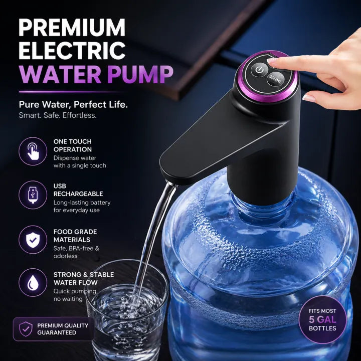 Portable Electric Water Dispenser Pump – USB Rechargeable Automatic Water Bottle Pump for 19L Bottles – Smart One-Touch Drinking Water Pump for Home, Office, Outdoor, and Travel Use