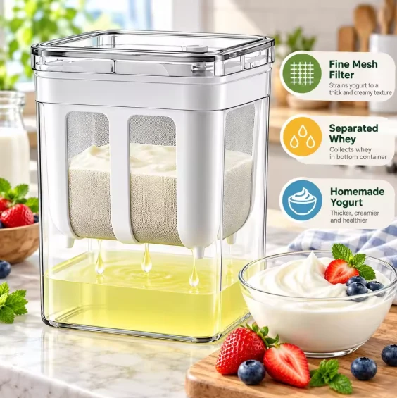 1500ML Multi-Purpose Greek Yogurt, Labneh, Soft Cheese & Hung Curd Maker | Yogurt Strainer & Filter | BPA-Free
