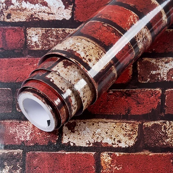 Self Adhesive Rustic Red Brick Marble Sheet  Size : 60 x 200cm