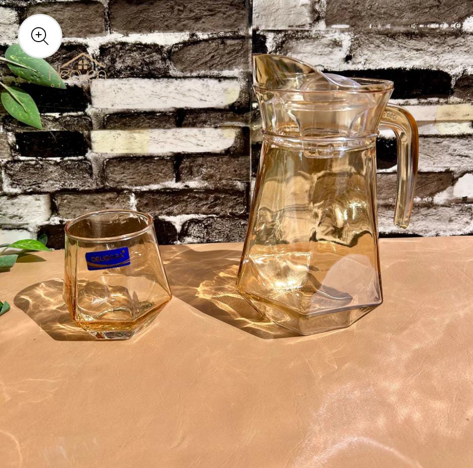 Delisoga 7 Pcs Diamond Shape Jug & Glass Set Box Pack