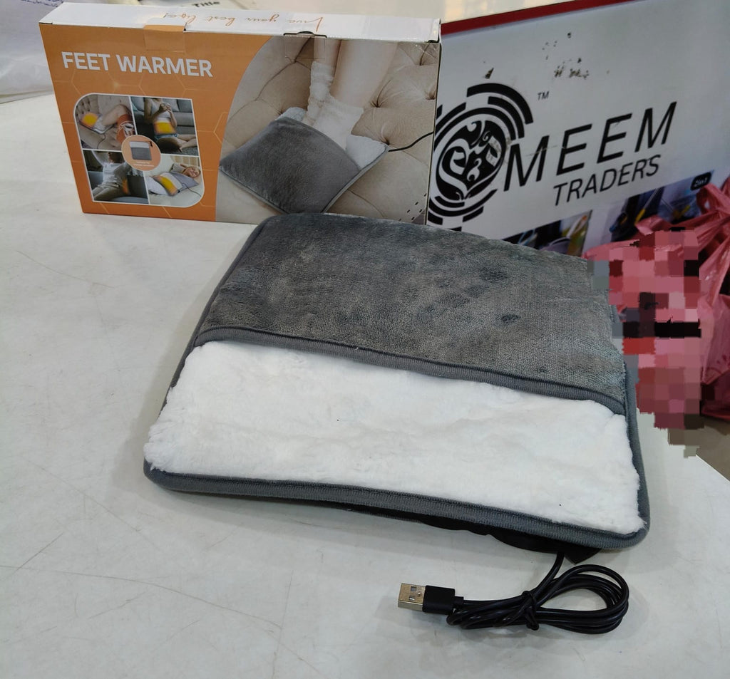 Electric Foot Heating Pad USB Charging Soft Plush Washable Foot Warmer Heater
