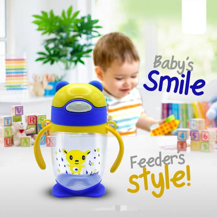Cute Cartoon Printed Sippy Straw Cup 300ml Without Strap Box Pack  Random Colours