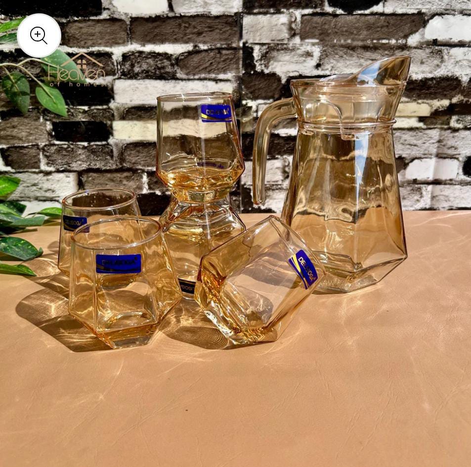 Delisoga 7 Pcs Diamond Shape Jug & Glass Set Box Pack