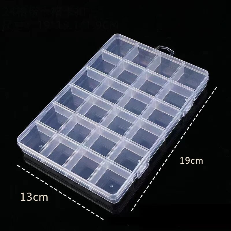 24 Grid Plastic Organizer Jewelry Storage Box Container Transparent Shape