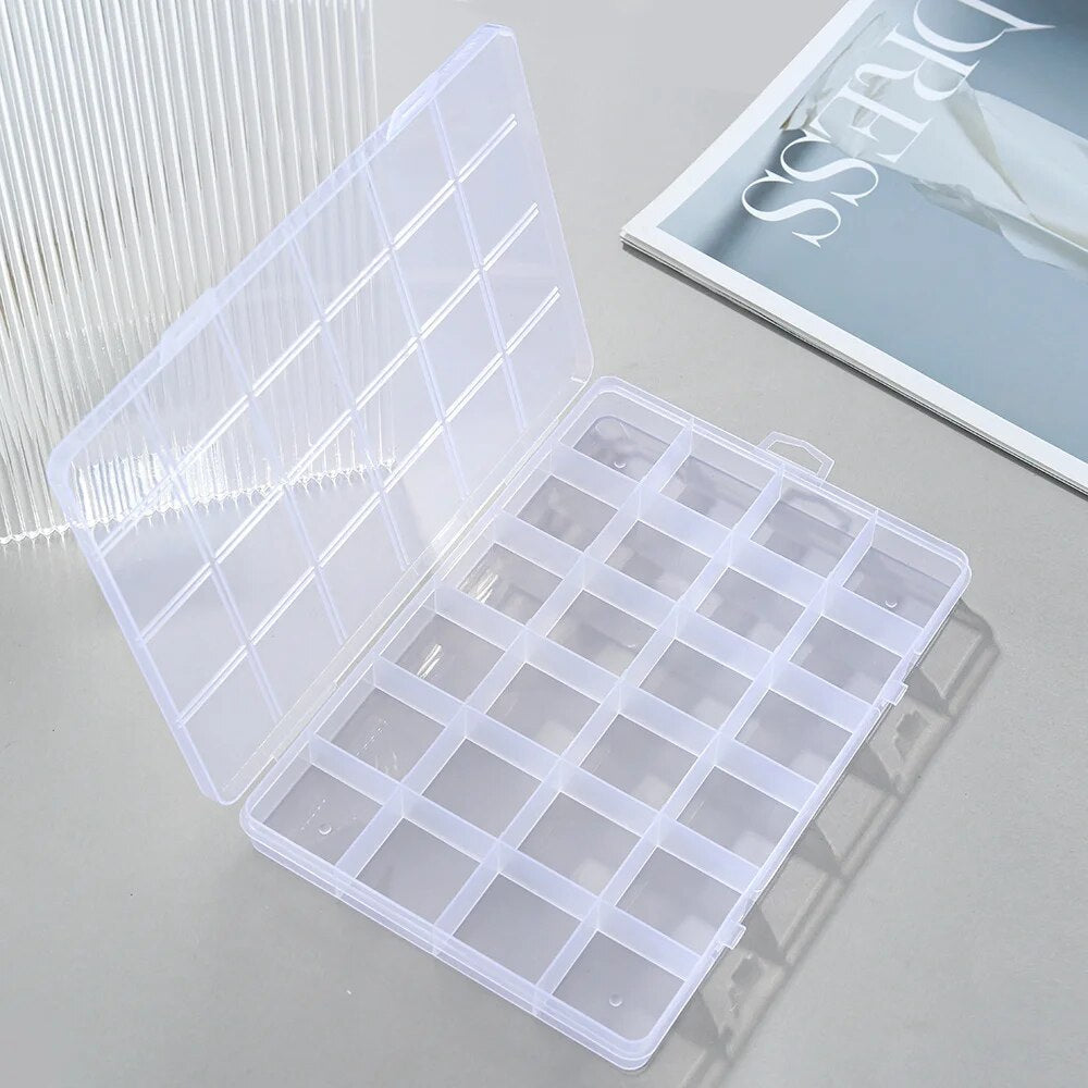 24 Grid Plastic Organizer Jewelry Storage Box Container Transparent Shape