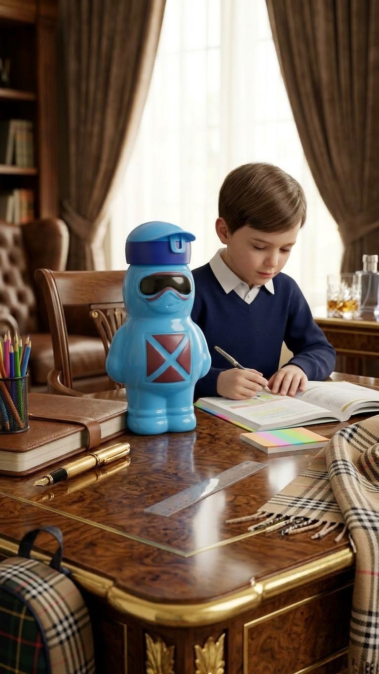 Plastic robot water bottle for kids  Random colors  Capacity 750 ml