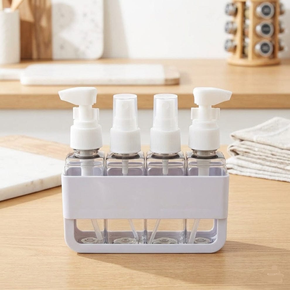 4 in 1 Travel Leak Proof Refillable Liquid Bottles with Stand Random Colors