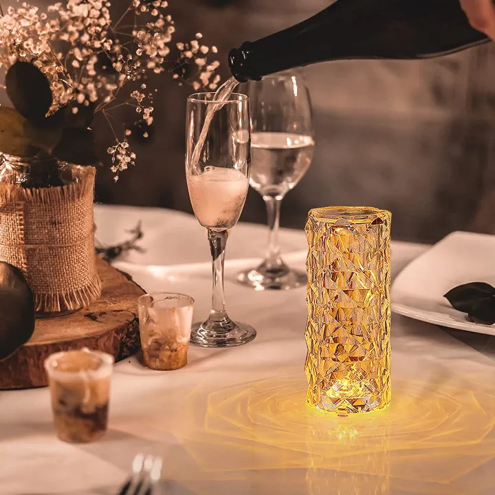 Rechargeable Rose Diamond Table Lamp with Wireless Remote  16RGB Colours